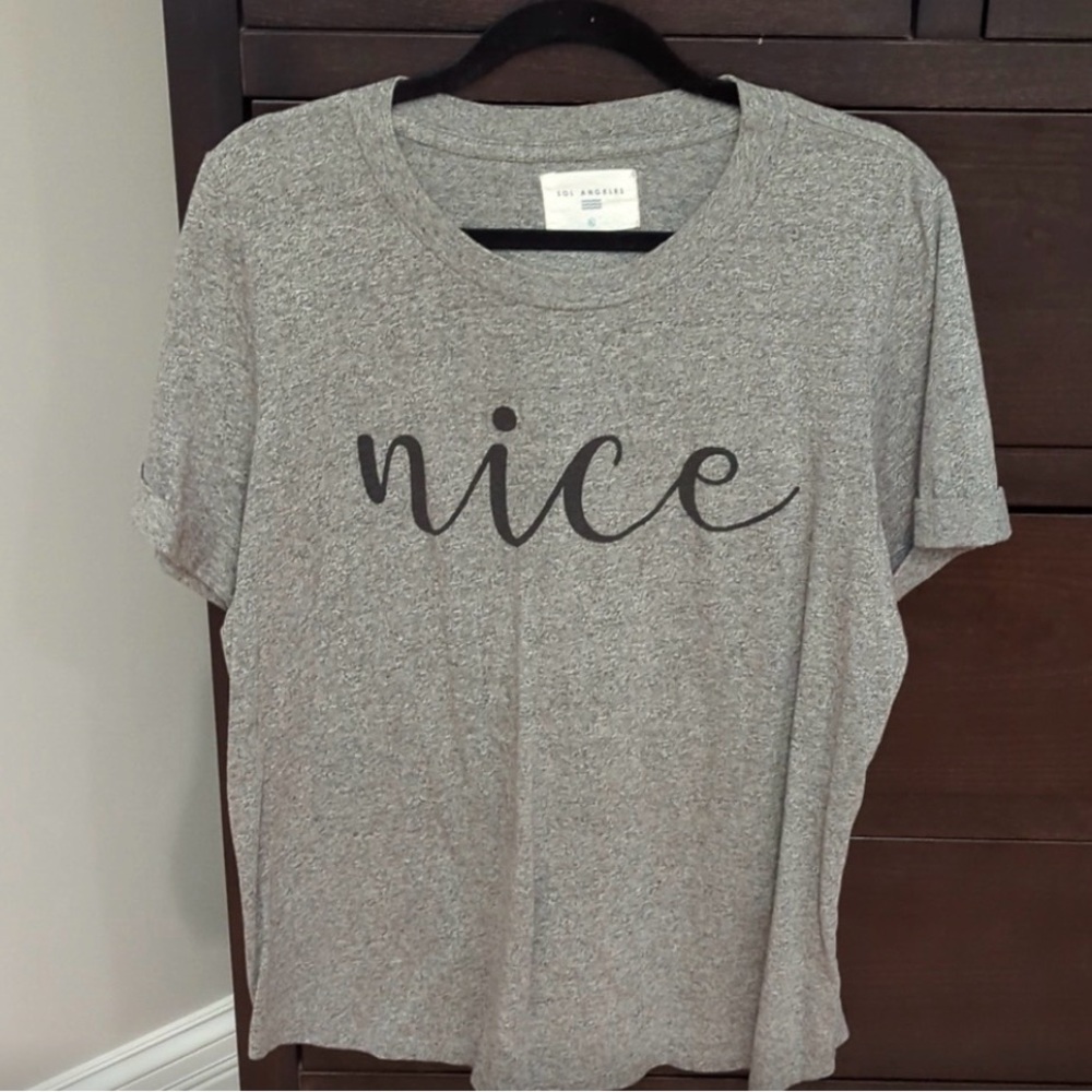 Sol Angeles Gray 'Nice' Short Sleeve Tee